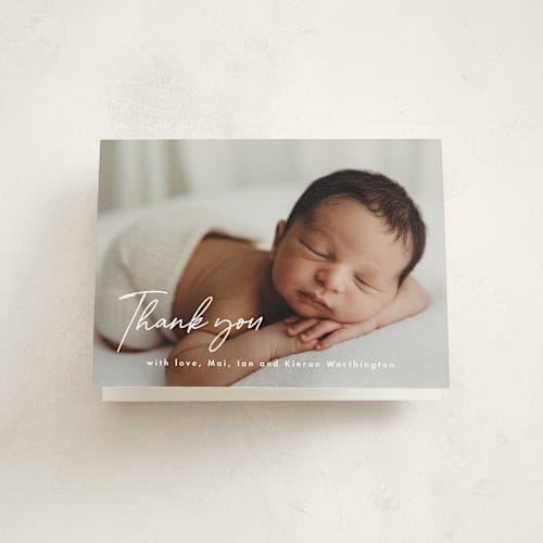 This is a marshmallow baby thank you cards with standard by chocomocacino called raclette printing on strathmore in standard