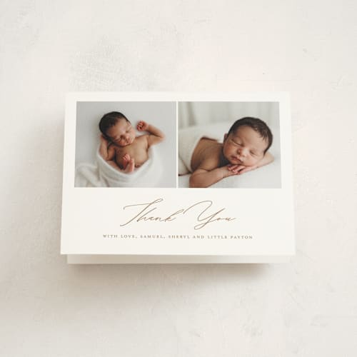 This is a cocoa baby thank you cards with standard by chocomocacino called gujiya printing on strathmore in standard