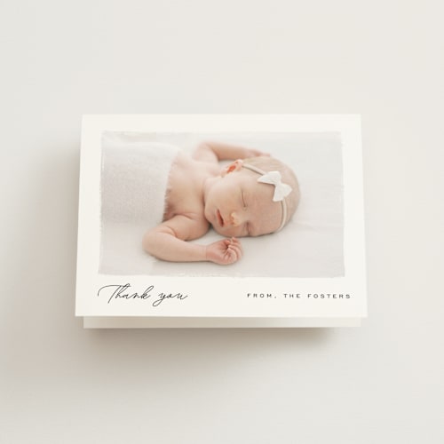 This is a snow baby thank you cards with standard by Pixel and Hank called edgy printing on strathmore in standard