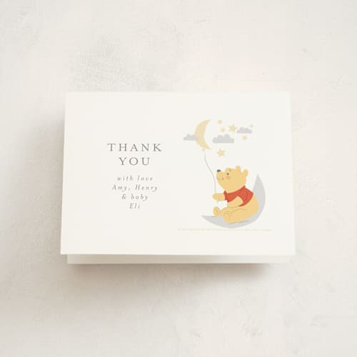 This is a cotton baby thank you cards with standard by Angela Thompson called disney's winnie the pooh night sky printing on strathmore in standard