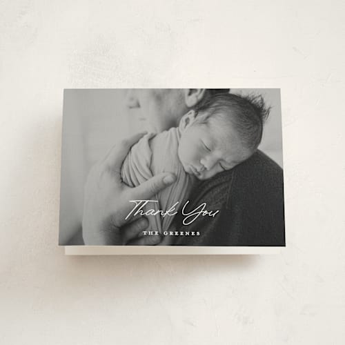 This is a snow baby thank you cards with standard by Bethan called handwriting printing on strathmore in standard