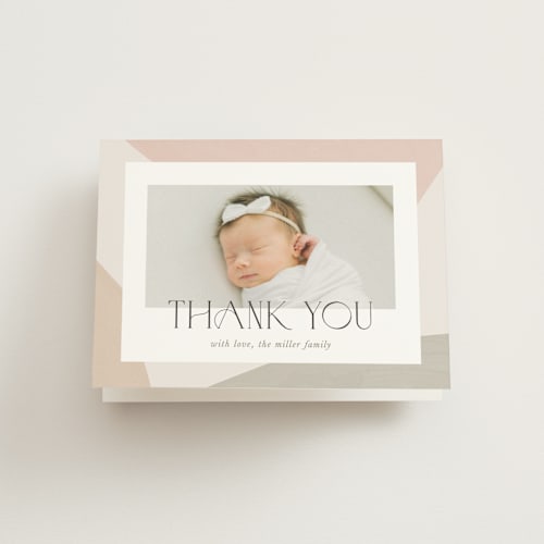 This is a sherbet baby thank you cards with standard by Pixel and Hank called artful printing on strathmore in standard