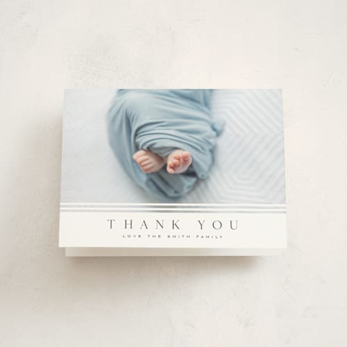This is a cloud baby thank you cards with standard by Nicole Walsh called minimalist stripes printing on strathmore in standard