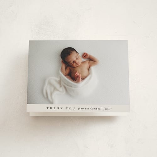 This is a cloud baby thank you cards with standard by Brianne Larsen called sweet three printing on strathmore in standard