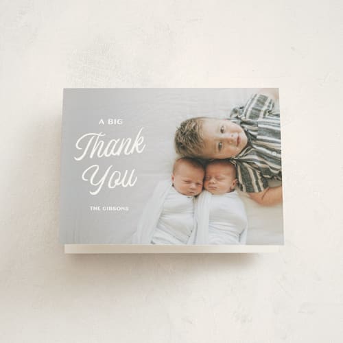 This is a bunny baby thank you cards with standard by Sarah Cohn called vintage printing on strathmore in standard