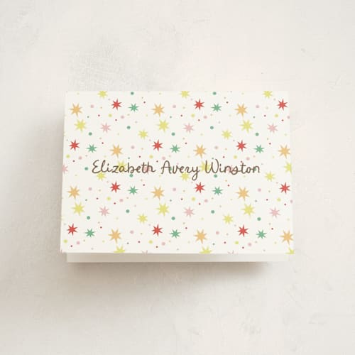This is a strawberry baby thank you cards with standard by Megan Davis called constellation printing on strathmore in standard