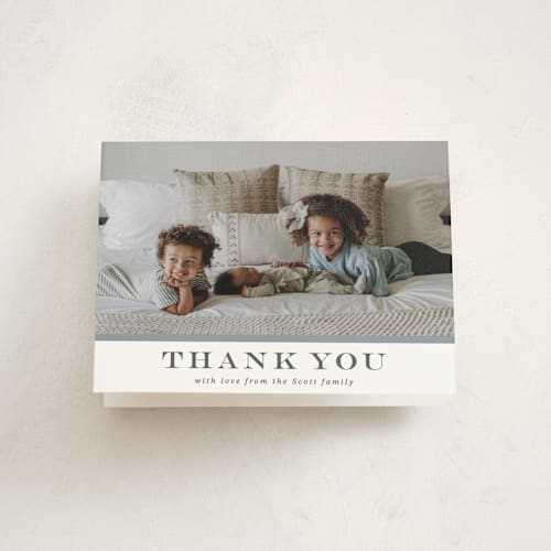This is a sky baby thank you cards with standard by Sara Hicks Malone called stripe classic printing on strathmore in standard