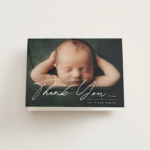 This is a frost baby thank you cards with standard by Everett Paper Goods called linear printing on strathmore in standard