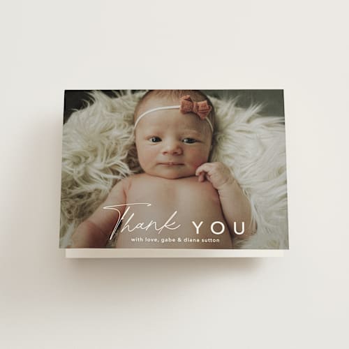 This is a cloud baby thank you cards with standard by Stacey Meacham called modern mix printing on strathmore in standard