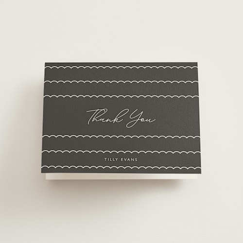 This is a raven baby thank you cards with standard by Olivia Raufman called nickname intro printing on strathmore in standard