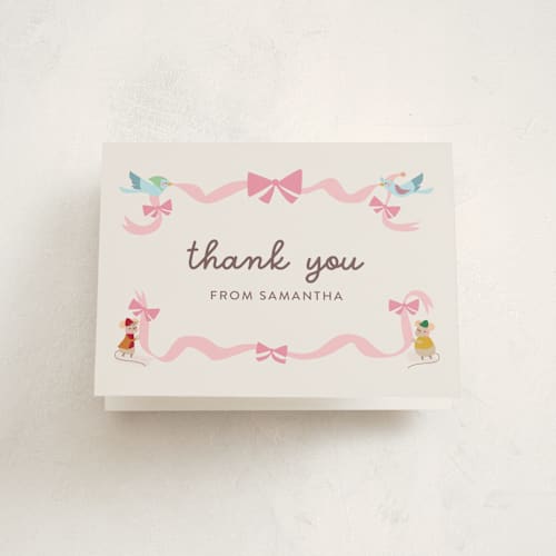 This is a blush baby thank you cards with standard by Lori Wemple called disney cinderella birth announcement printing on strathmore in standard