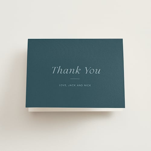 This is a jade baby thank you cards with standard by That Girl Press called favorite things printing on strathmore in standard