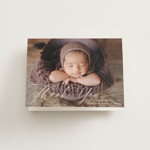 This is a cloud baby thank you cards with standard by Jackie Crawford called swoop printing on strathmore in standard