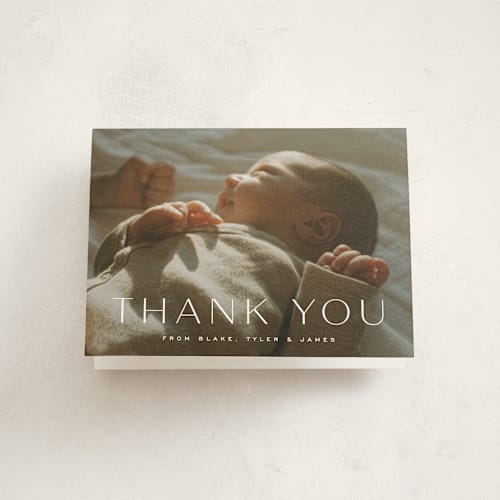 This is a dew baby thank you cards with standard by Sara Hicks Malone called moondance printing on strathmore in standard