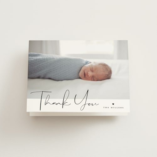 This is a night baby thank you cards with standard by Michelle Taylor called trio of love printing on strathmore in standard