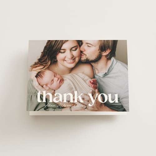 This is a salt baby thank you cards with standard by Lea Delaveris called the simplest printing on strathmore in standard