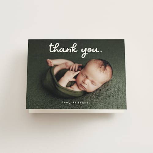 This is a snow baby thank you cards with standard by Lauren Chism called meet cute printing on strathmore in standard