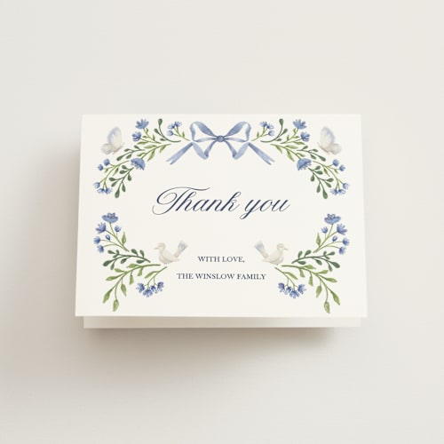 This is a bluebell baby thank you cards with standard by Alice Nelen called floral forest friends printing on strathmore in standard