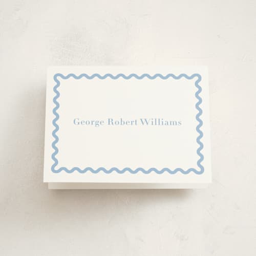 This is a bluebell baby thank you cards with standard by Megan Davis called ric rac printing on strathmore in standard