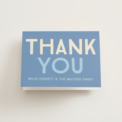 This is a aqua baby thank you cards with standard by Baumbirdy called colorful stats printing on strathmore in standard