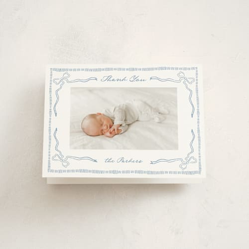This is a sky baby thank you cards with standard by Jelena Vuletic called arabella printing on strathmore in standard