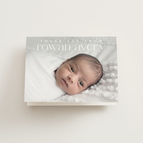 This is a cotton baby thank you cards with standard by Olivia Raufman called exemplary printing on strathmore in standard