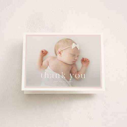 This is a rose baby thank you cards with standard by Alexandra Cohn called portraiture printing on strathmore in standard