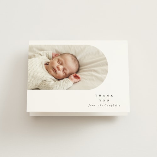 This is a stone baby thank you cards with standard by Brianne Larsen called overlap printing on strathmore in standard