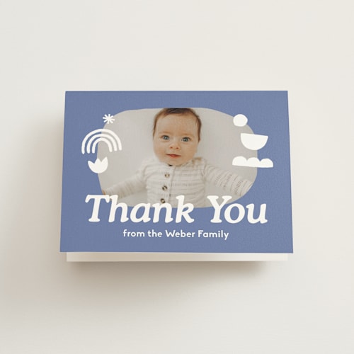This is a fruitcake baby thank you cards with standard by Kercia Jane called colorful shapes printing on strathmore in standard