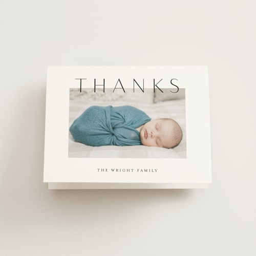 This is a ash baby thank you cards with standard by Lehan Veenker called lift printing on strathmore in standard