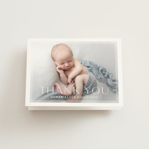 This is a sugar baby thank you cards with standard by Jessica Williams called frosted frame printing on strathmore in standard