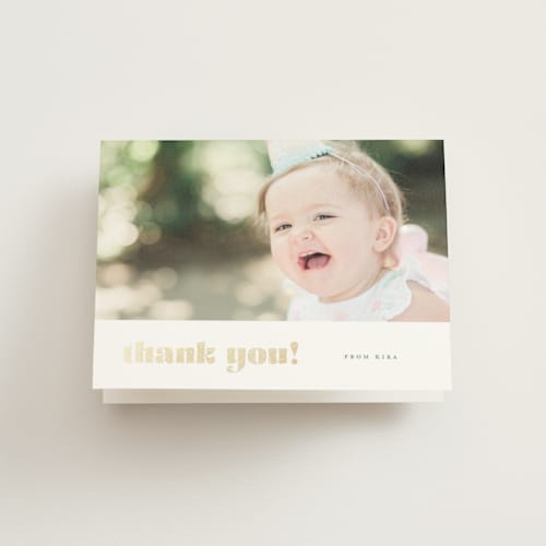 This is a sparkle thank you cards with foil pressed by Christie Garcia called golden one printing on strathmore in standard