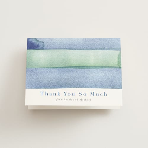 This is a ocean kids thank you cards with standard by Shannon Chen of Four Wet Feet Studio called watercolor stripes printing on strathmore in standard