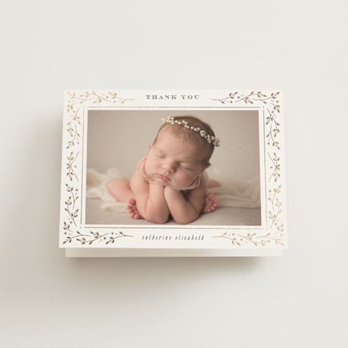 This is a snow kids thank you cards with foil pressed by Ana de Sousa called little angel printing on strathmore in standard