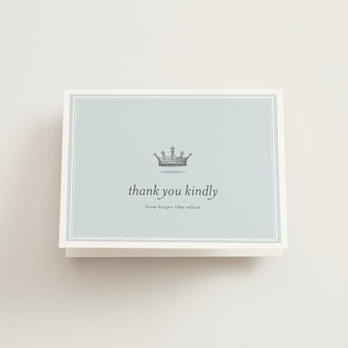 This is a argonaut kids thank you cards with standard by Katie Beth Owens called our little prince printing on strathmore in standard
