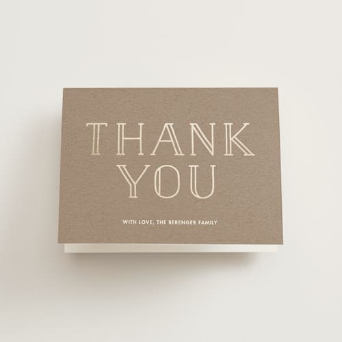 This is a kraft kids thank you cards with standard by Melanie Severin called modern cross printing on strathmore in standard