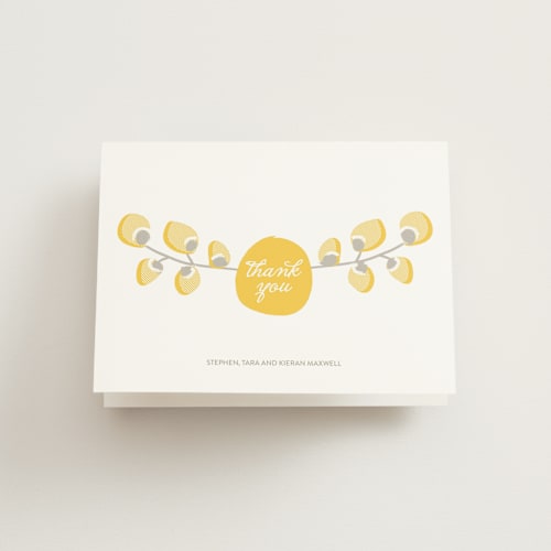 This is a golden sun kids thank you cards with standard by Kaydi Bishop called organic palms printing on strathmore in standard
