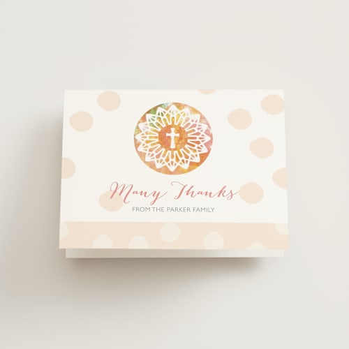 This is a sunrise kids thank you cards with standard by Lady Noble called pretty window printing on strathmore in standard