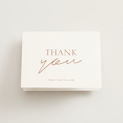 This is a blush kids thank you cards with standard by Morgan Kendall called cross printing on strathmore in standard