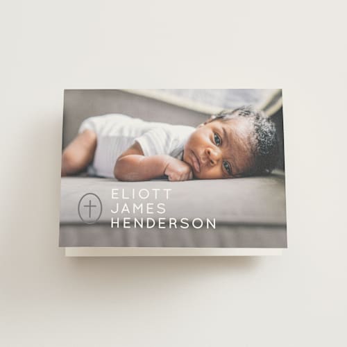 This is a slate kids thank you cards with standard by Drango Design called simply modern cross printing on strathmore in standard