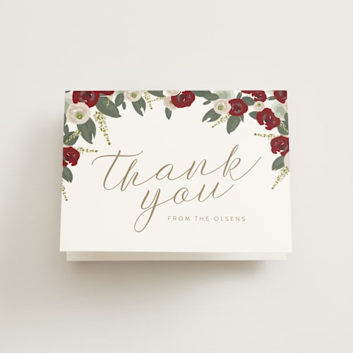 This is a ruby kids thank you cards with standard by Grae called cross and roses printing on strathmore in standard