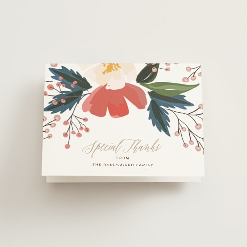 This is a salmon kids thank you cards with standard by Haley Warner called flowerscape printing on strathmore in standard