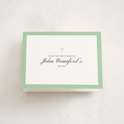 This is a greenery kids thank you cards with standard by Megan Davis called chapel printing on strathmore in standard