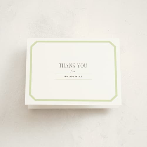 This is a pear kids thank you cards with standard by Megan Davis called gramercy printing on strathmore in standard