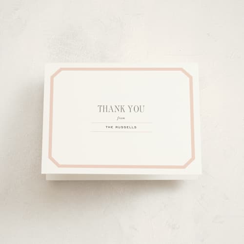This is a peach kids thank you cards with standard by Megan Davis called gramercy printing on strathmore in standard