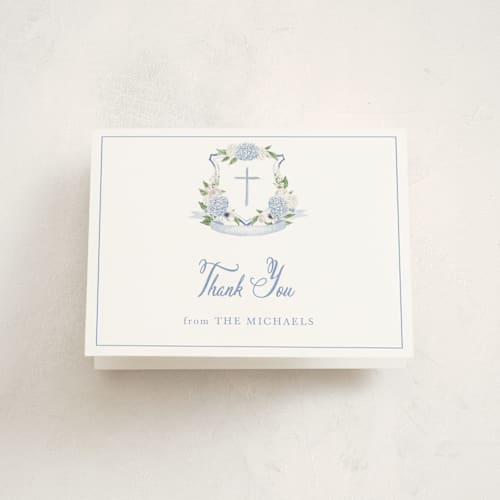 This is a periwinkle kids thank you cards with standard by Design Lotus called sweethearts printing on strathmore in standard