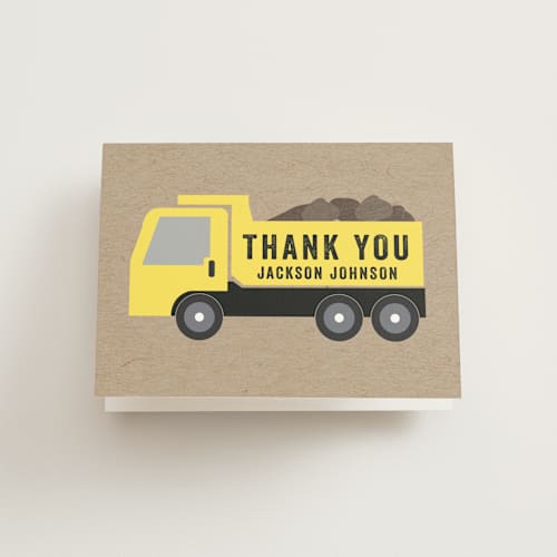 This is a kraft kids thank you cards with standard by Annie Holmquist called party zone printing on strathmore in standard