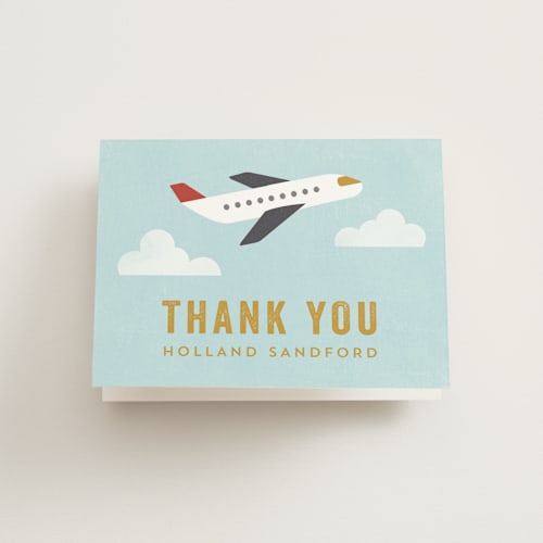 This is a sky kids thank you cards with standard by Annie Holmquist called flying high printing on strathmore in standard