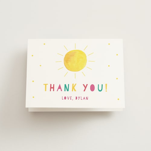 This is a petal kids thank you cards with standard by Little Print Design called little sunshine printing on strathmore in standard