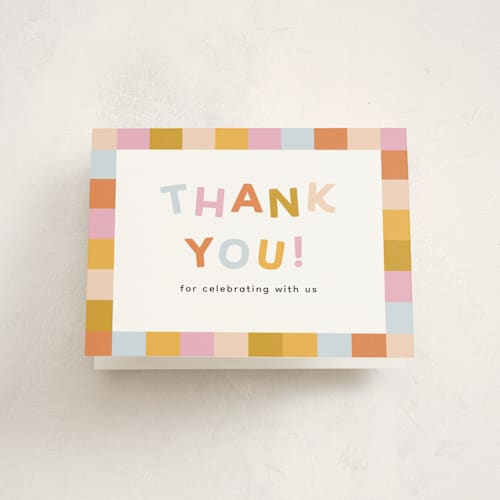This is a gumdrop kids thank you cards with standard by Carmia Jordaan called two much fun printing on strathmore in standard